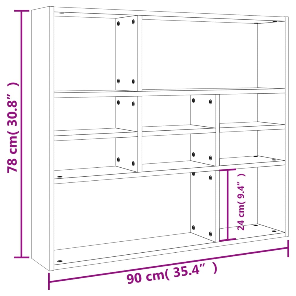 Étagère murale Gris béton 90x16x78 cm Bois d’ingénierie - XIOS
