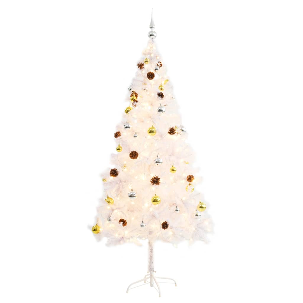 Arbre de Noël artificiel pré-éclairé avec boules blanc 180 cm - XIOS