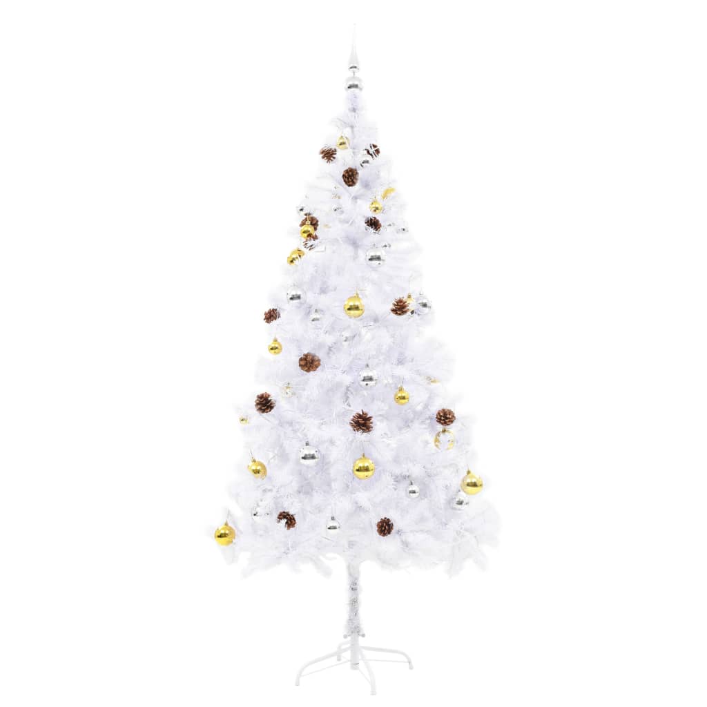 Arbre de Noël artificiel pré-éclairé avec boules blanc 180 cm - XIOS