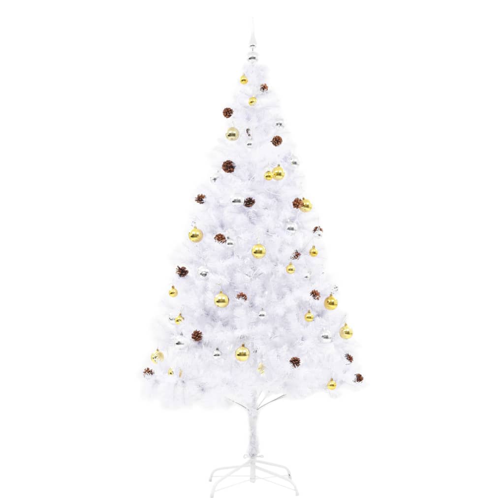Arbre de Noël artificiel pré-éclairé avec boules blanc 210 cm - XIOS