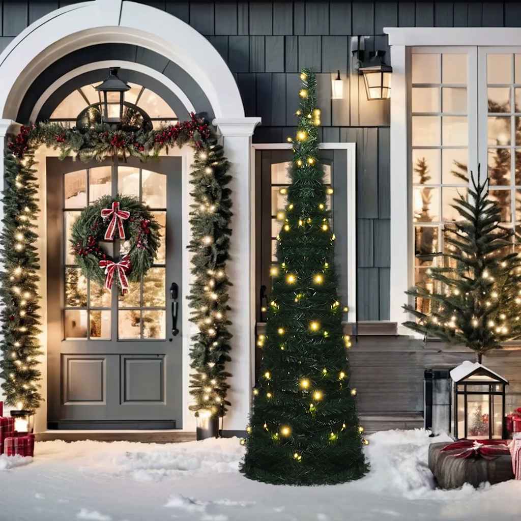 Sapin de Noël artificiel pré-éclairé avec guirlandes vert 150cm - XIOS