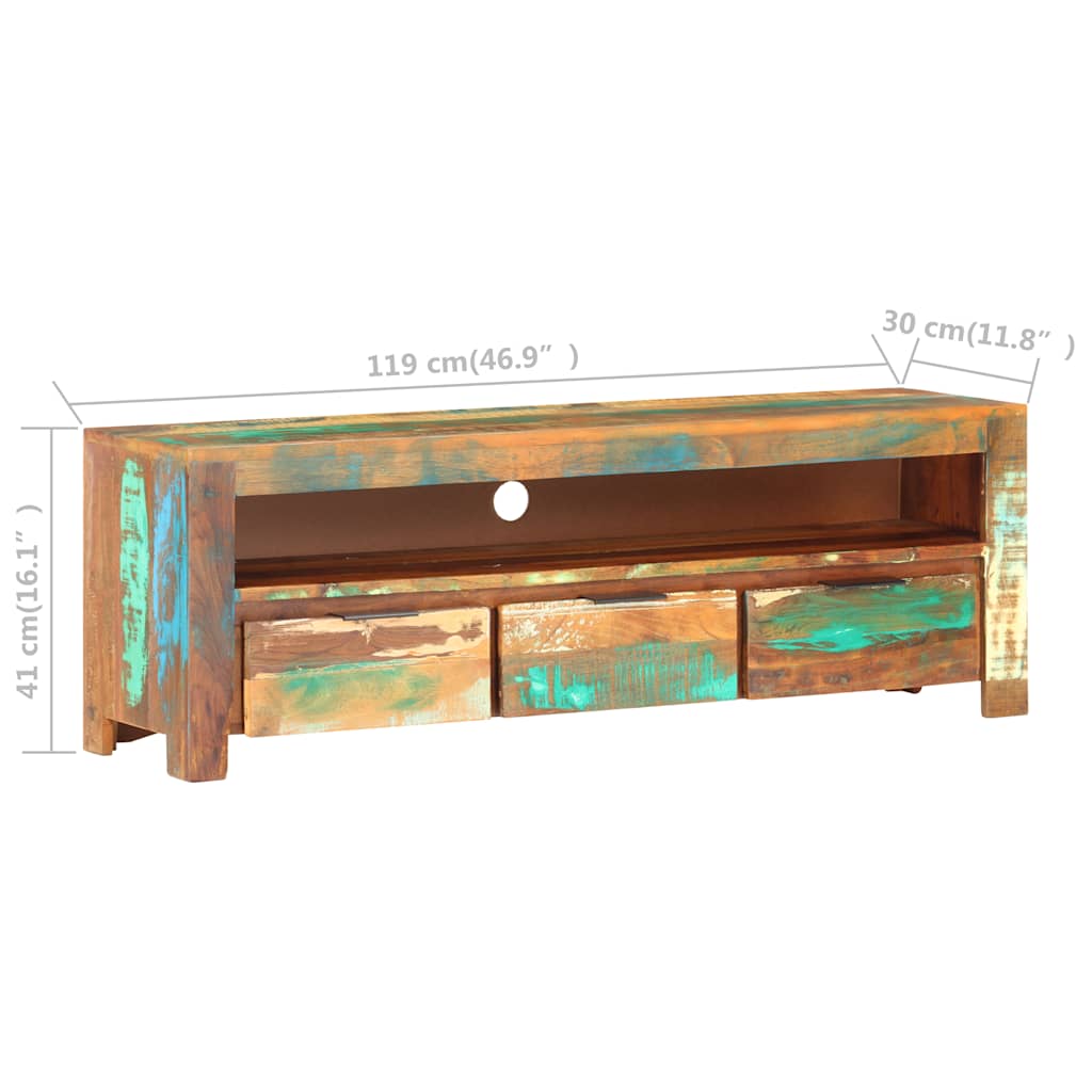 Meuble TV 119x30x41 cm bois de récupération massif - XIOS