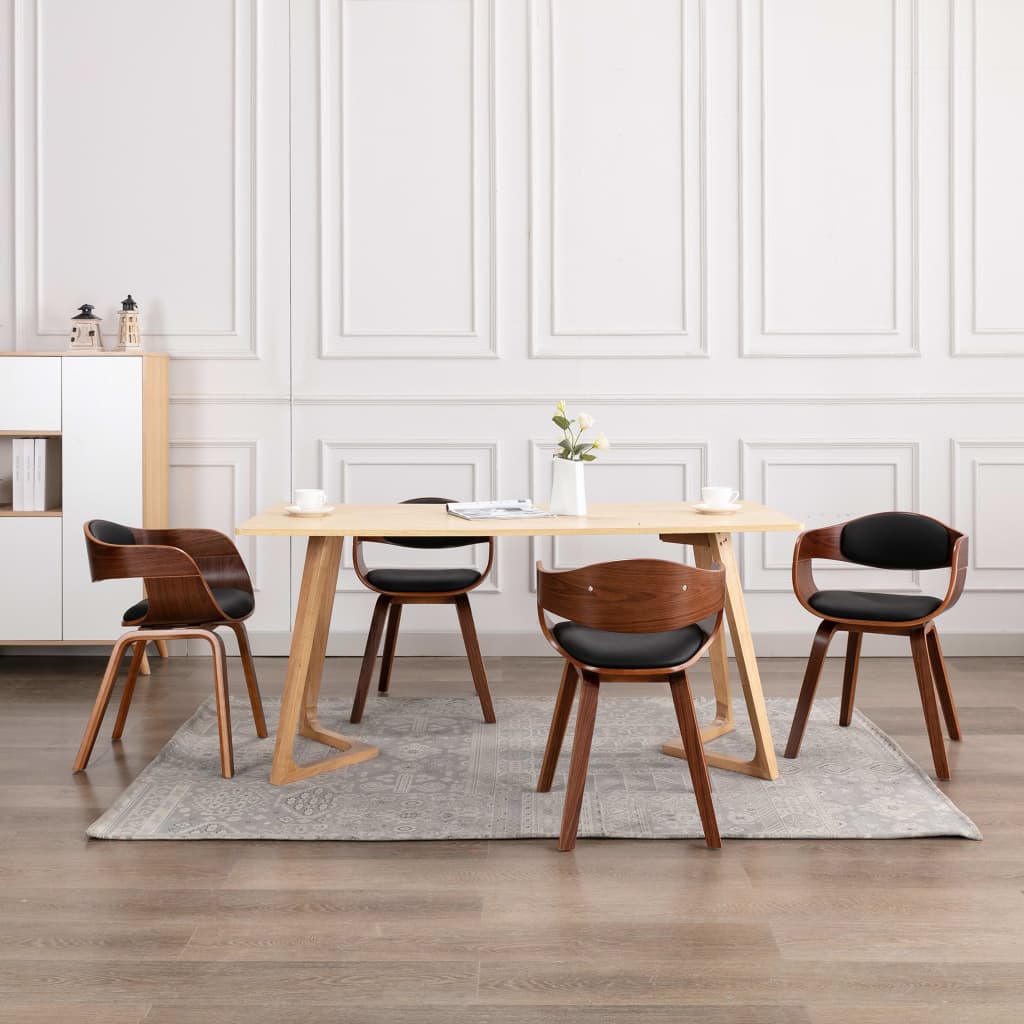 Chaises à manger lot de 4 bois courbé et similicuir - XIOS