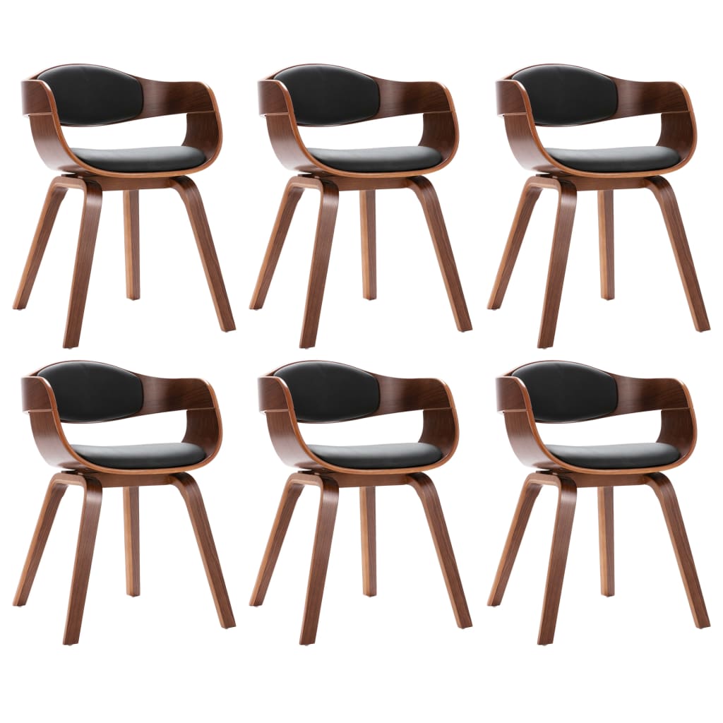 Chaises à manger lot de 6 bois courbé et similicuir - XIOS