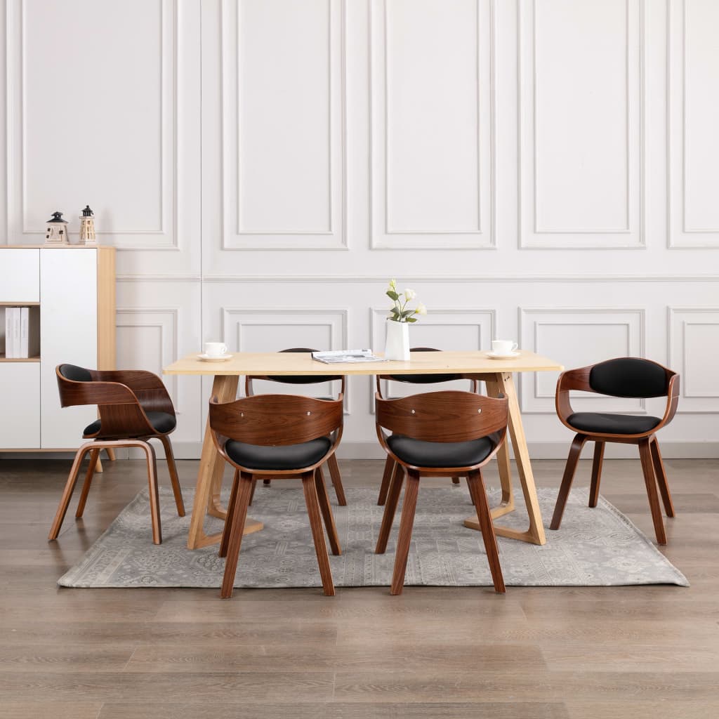 Chaises à manger lot de 6 bois courbé et similicuir - XIOS