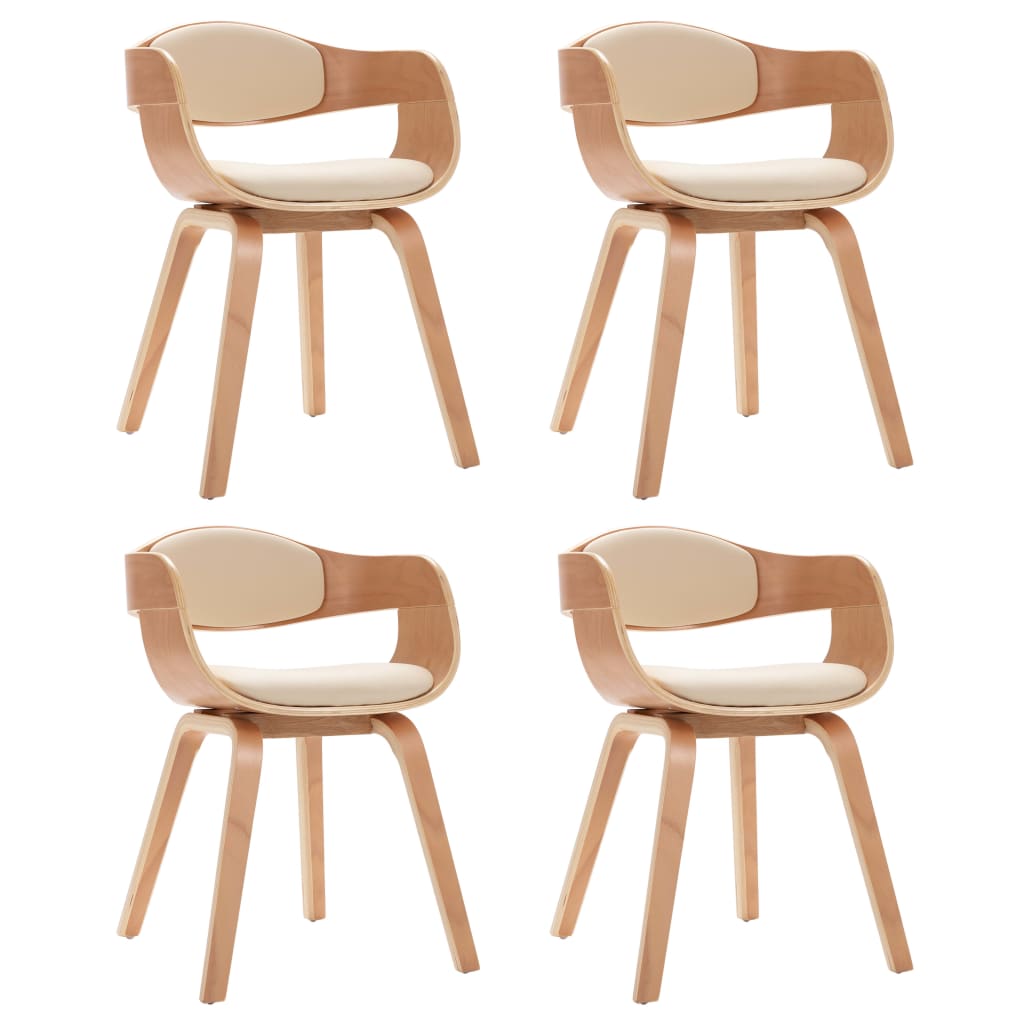 Chaises à manger lot de 4 bois courbé et similicuir - XIOS