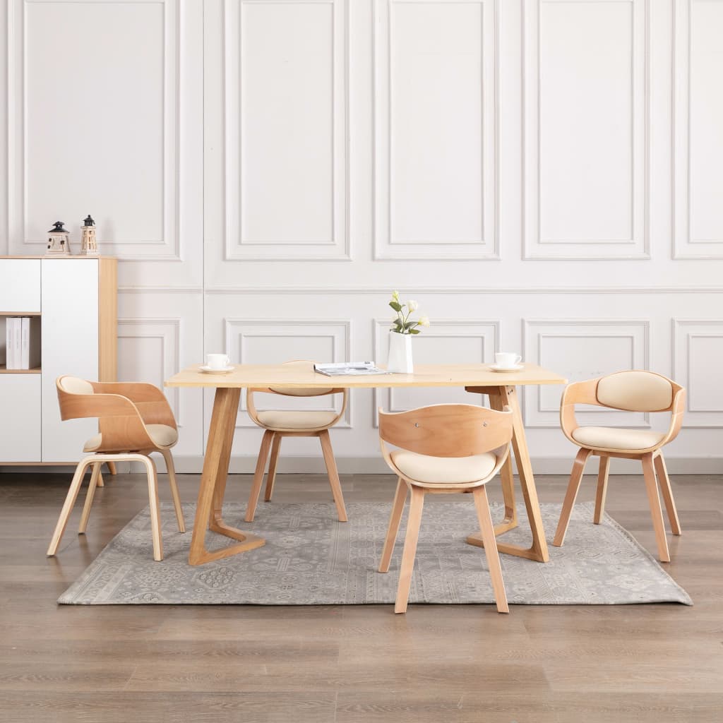 Chaises à manger lot de 4 bois courbé et similicuir - XIOS