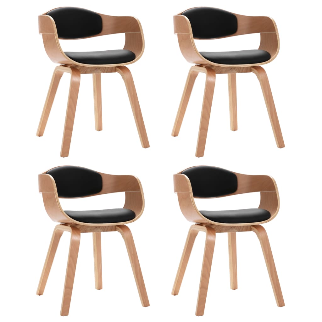 Chaises à manger lot de 4 bois courbé et similicuir - XIOS