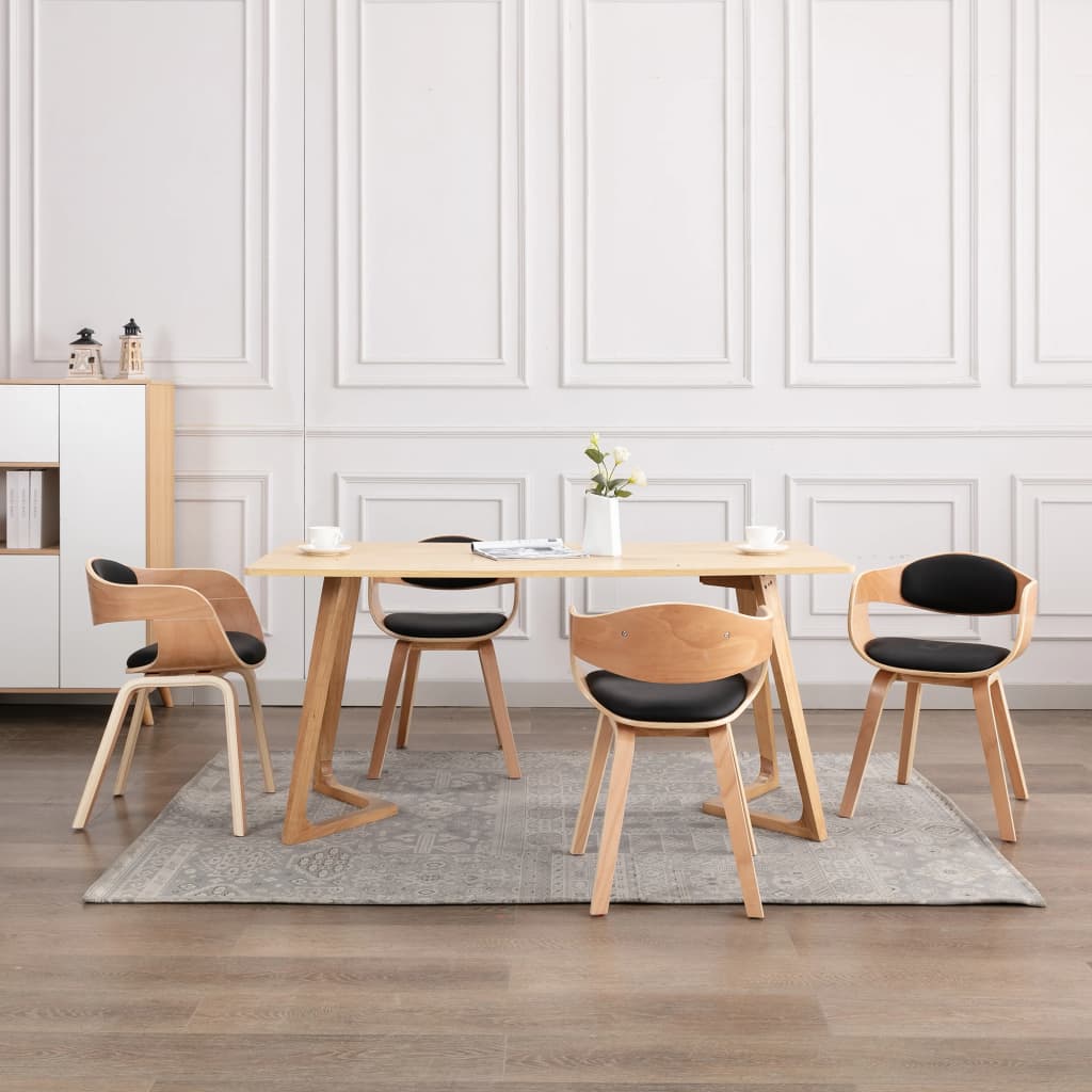 Chaises à manger lot de 4 bois courbé et similicuir - XIOS