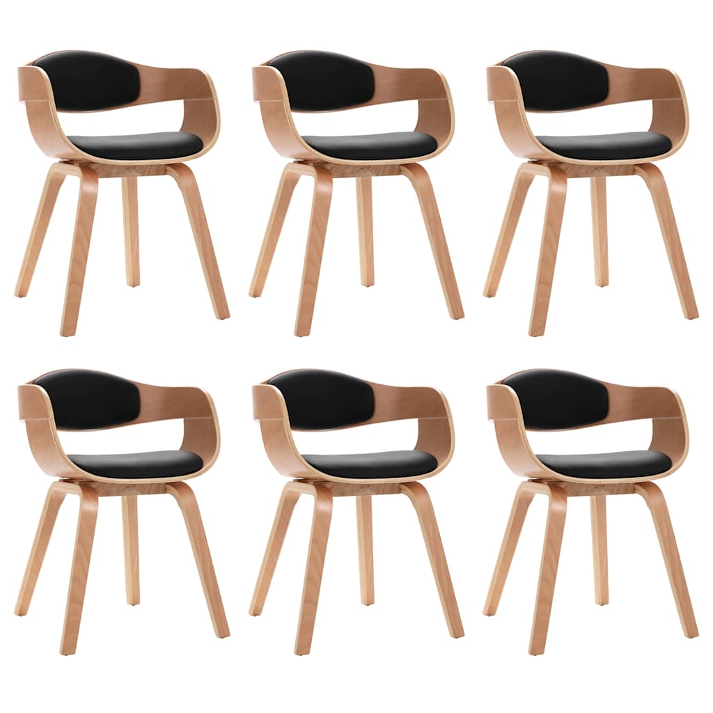 Chaises à manger lot de 6 bois courbé et similicuir - XIOS