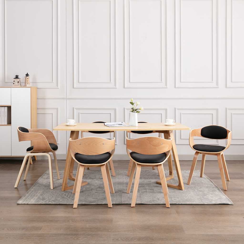 Chaises à manger lot de 6 bois courbé et similicuir - XIOS