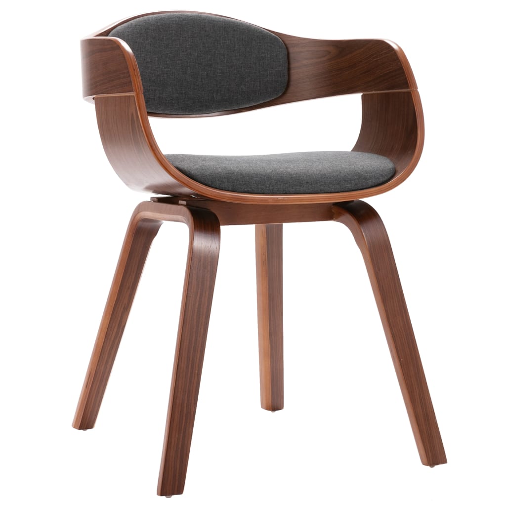 Chaises à manger lot de 6 bois courbé et tissu gris - XIOS