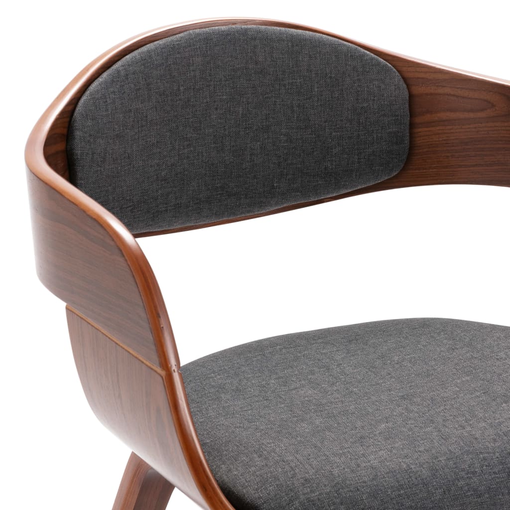Chaises à manger lot de 6 bois courbé et tissu gris - XIOS