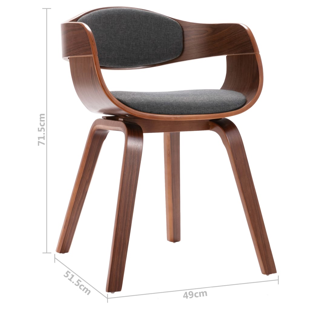 Chaises à manger lot de 6 bois courbé et tissu gris - XIOS