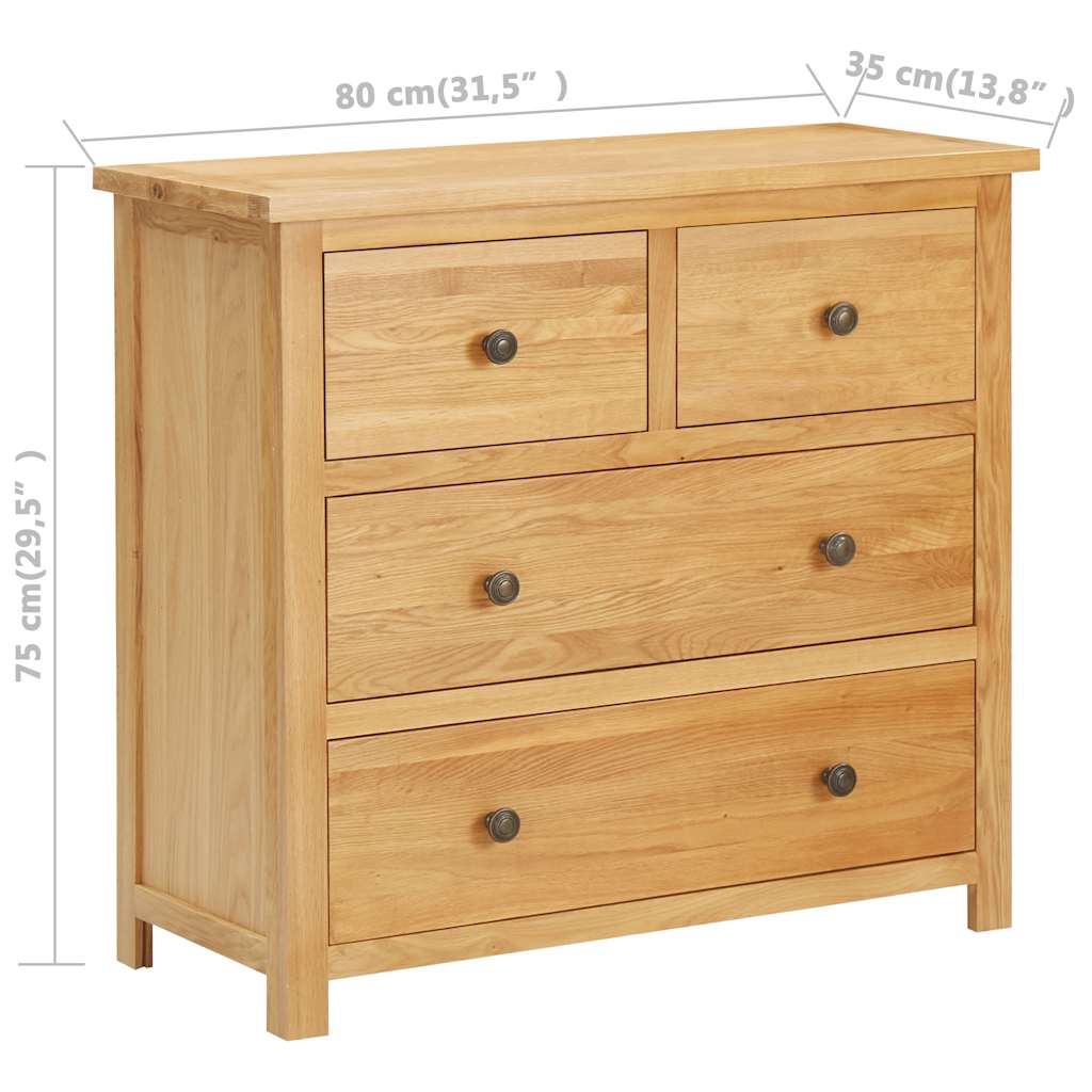 Commode 80x35x75 cm Bois de chêne massif - XIOS
