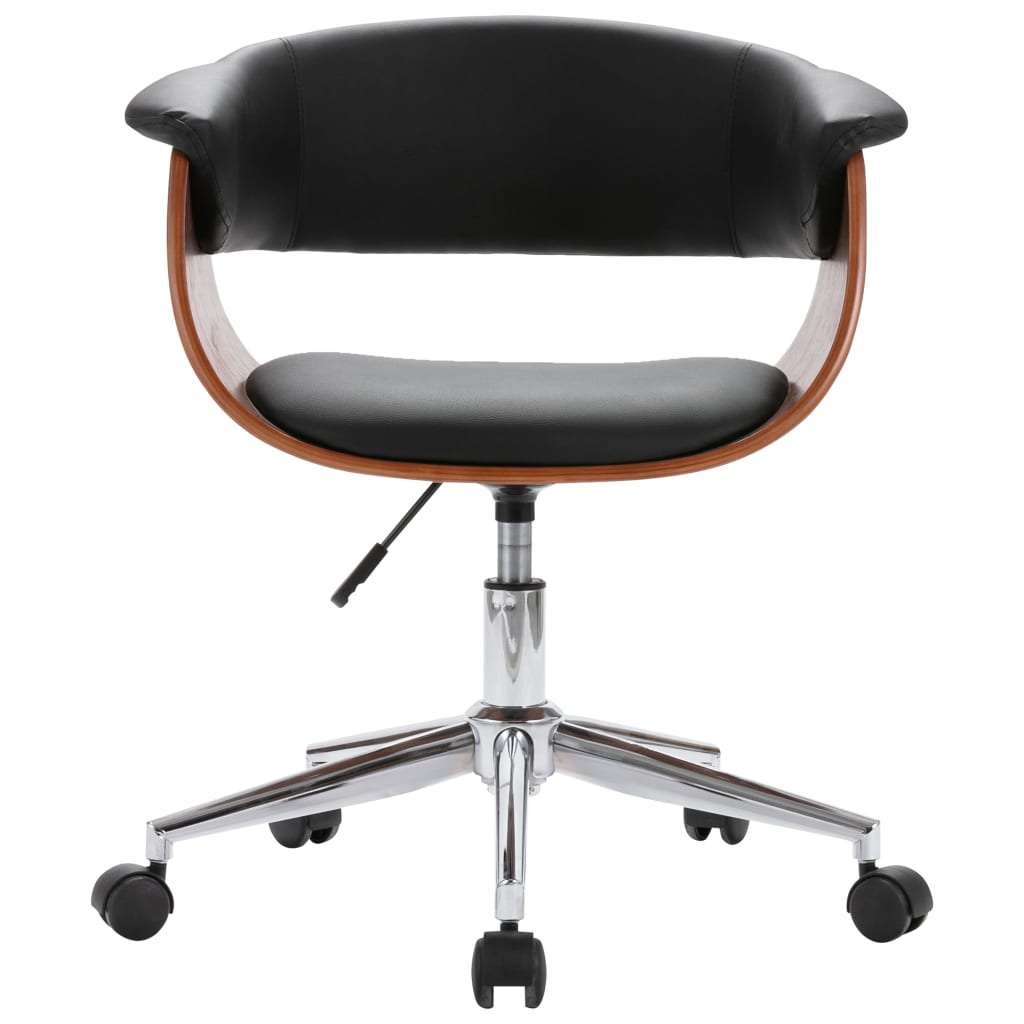 Chaise pivotante de bureau Noir Bois courbé et similicuir XIOS