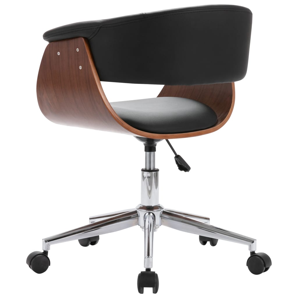 Chaise pivotante de bureau Noir Bois courbé et similicuir XIOS