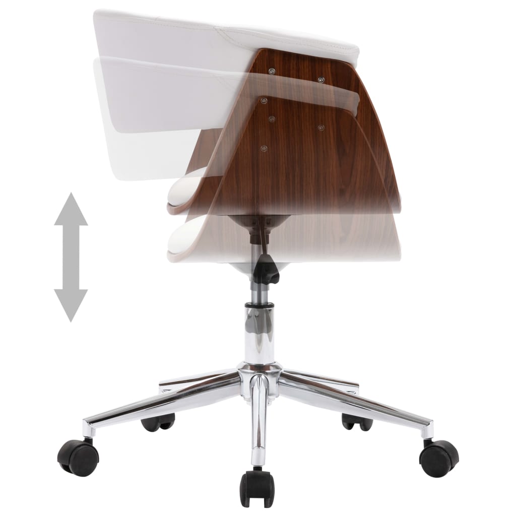 Chaise pivotante de bureau Blanc Bois courbé et similicuir XIOS