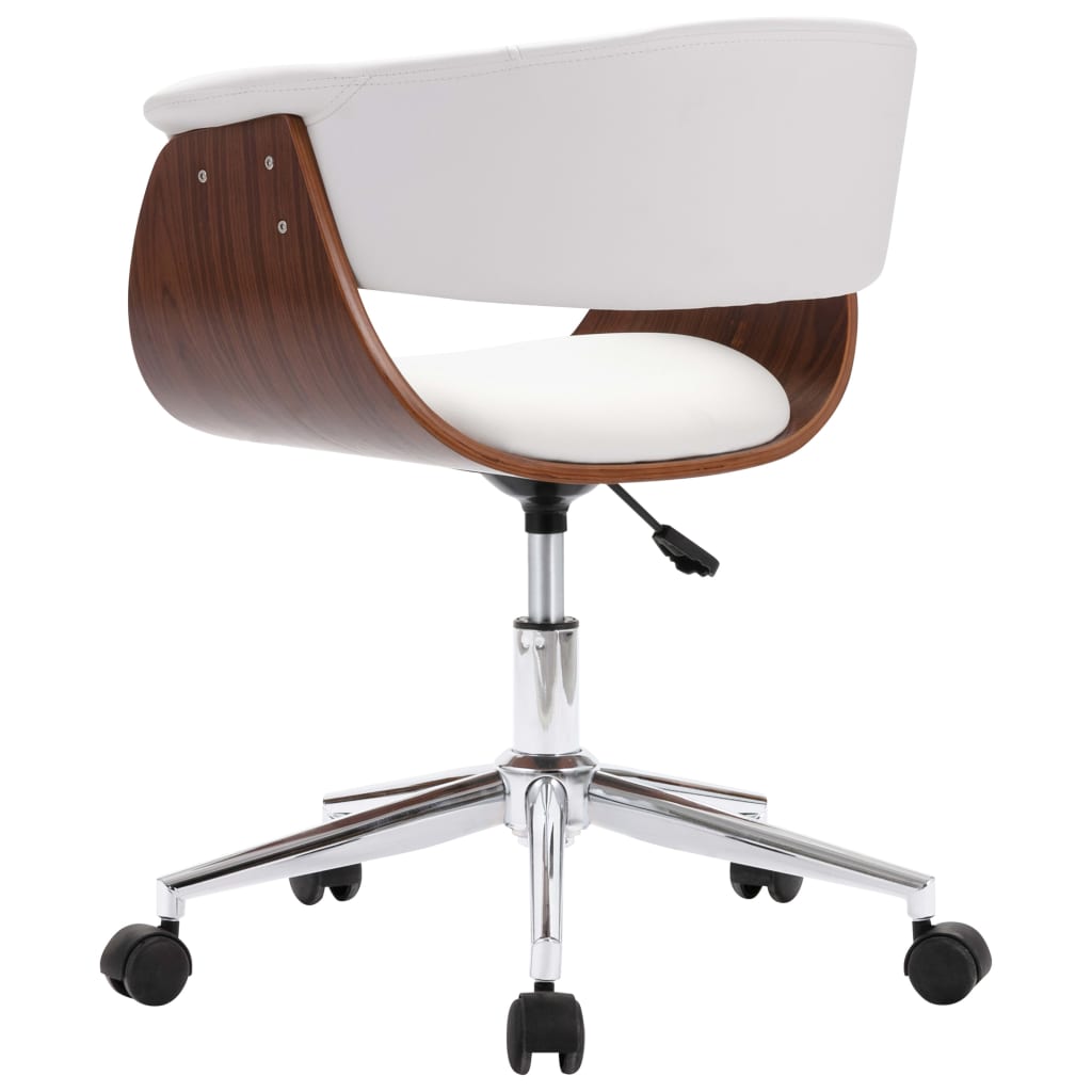 Chaise pivotante de bureau Blanc Bois courbé et similicuir XIOS