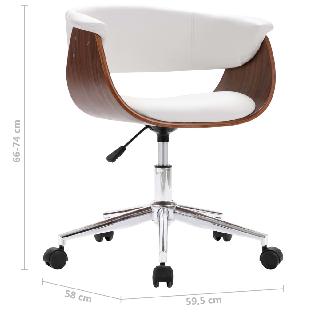Chaise pivotante de bureau Blanc Bois courbé et similicuir XIOS