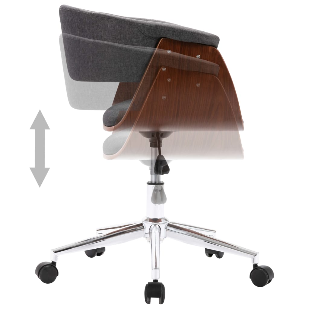 Chaise pivotante de bureau Gris Bois courbé et tissu XIOS