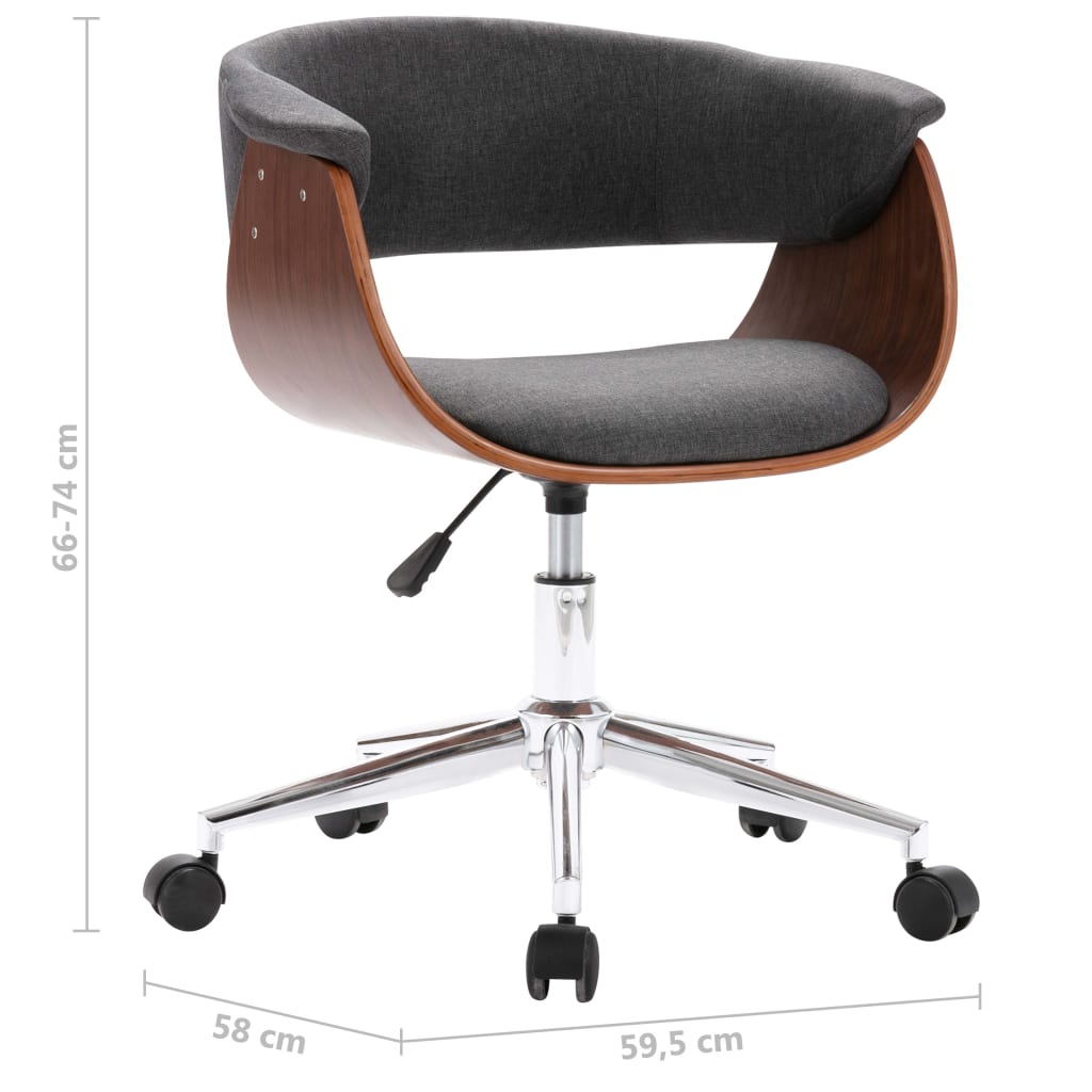 Chaise pivotante de bureau Gris Bois courbé et tissu XIOS