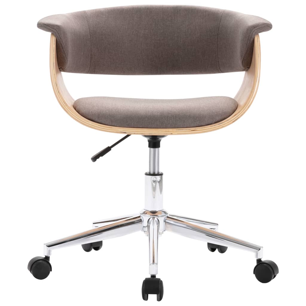 Chaise pivotante de bureau Taupe Bois courbé et tissu