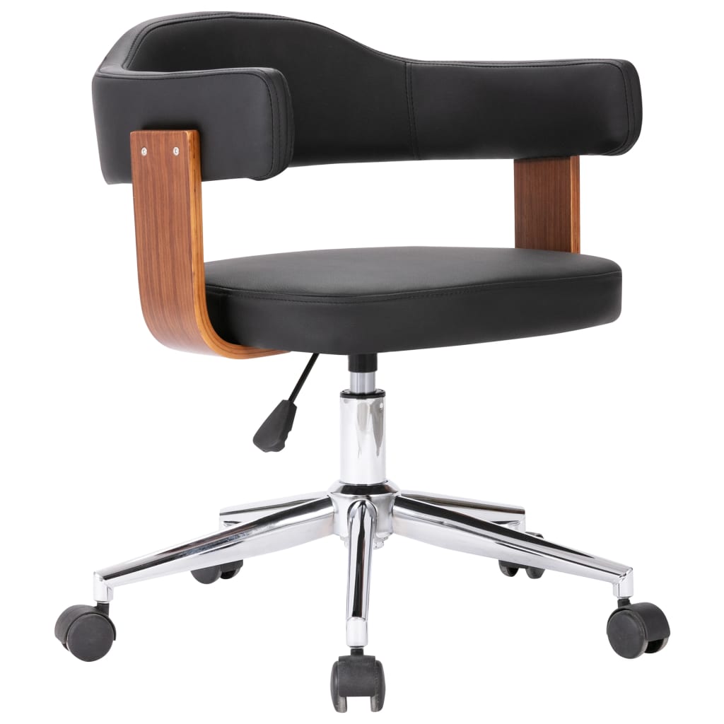 Chaise pivotante de bureau Noir Bois courbé et similicuir XIOS