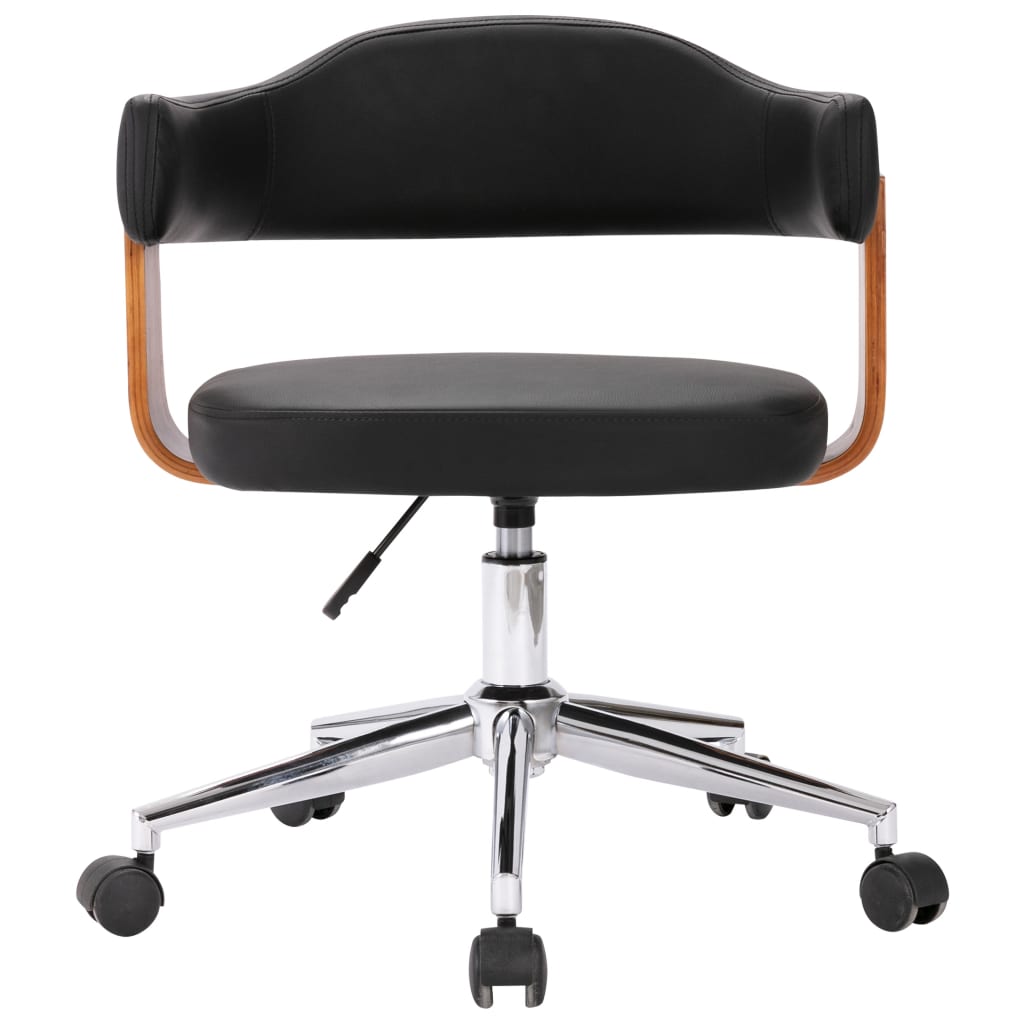 Chaise pivotante de bureau Noir Bois courbé et similicuir XIOS