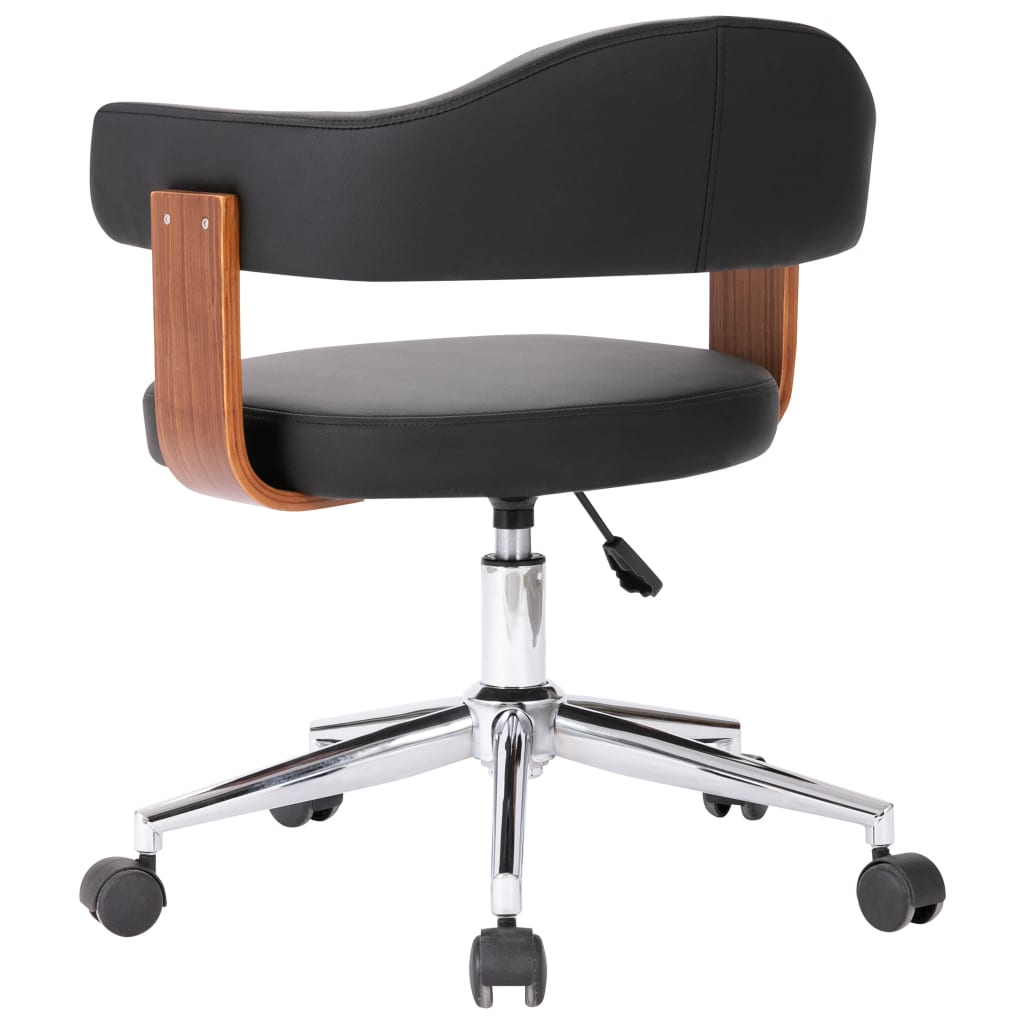Chaise pivotante de bureau Noir Bois courbé et similicuir XIOS
