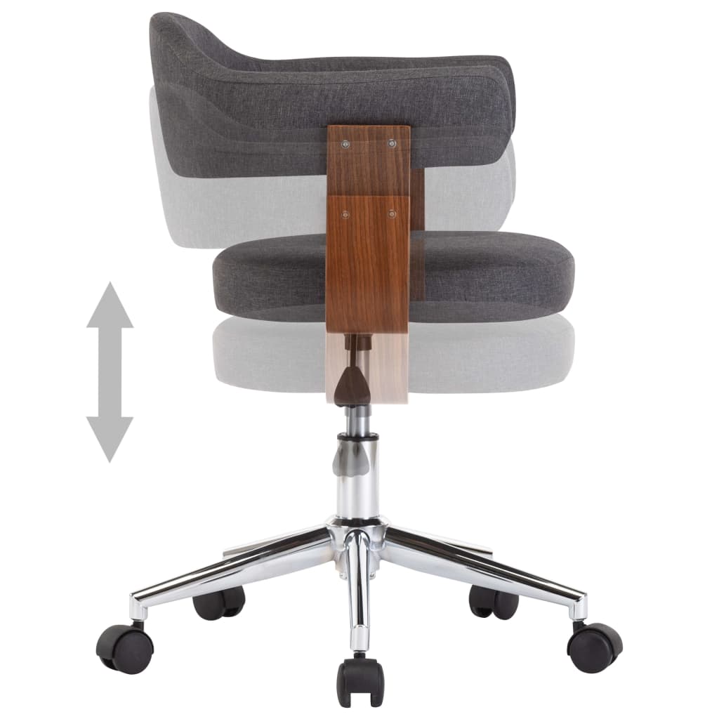 Chaise pivotante de bureau Gris Bois courbé et tissu XIOS
