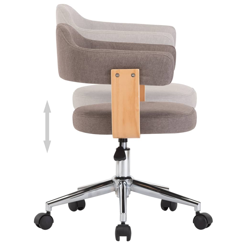 Chaise pivotante de bureau Taupe Bois courbé et tissu XIOS