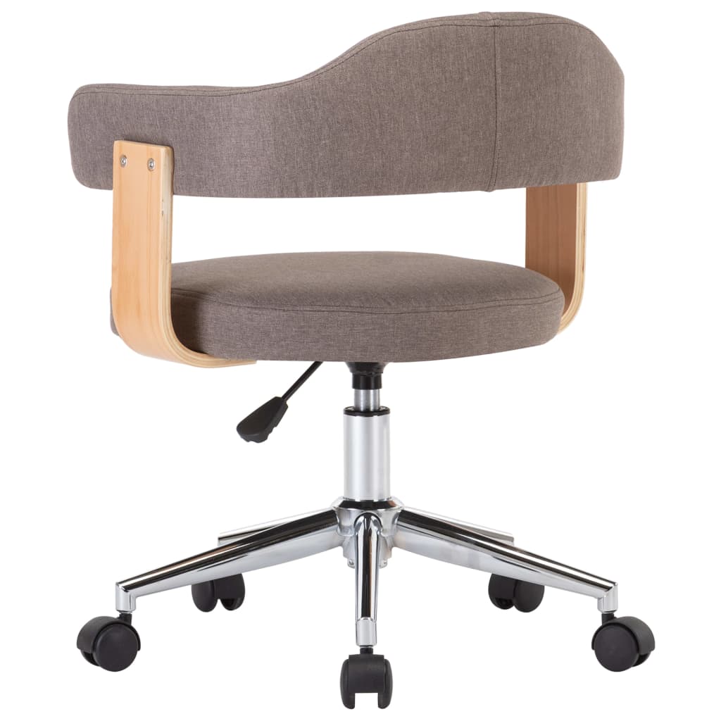 Chaise pivotante de bureau Taupe Bois courbé et tissu XIOS