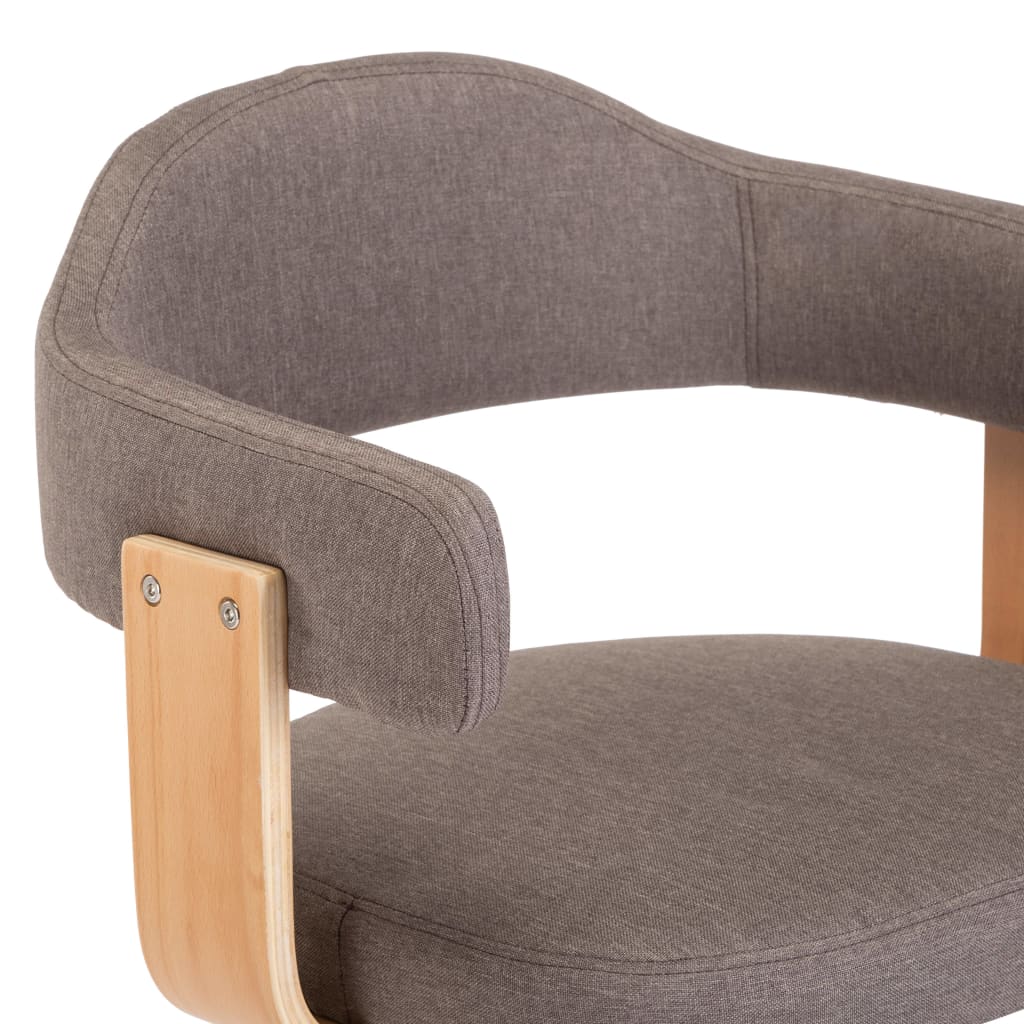 Chaise pivotante de bureau Taupe Bois courbé et tissu XIOS