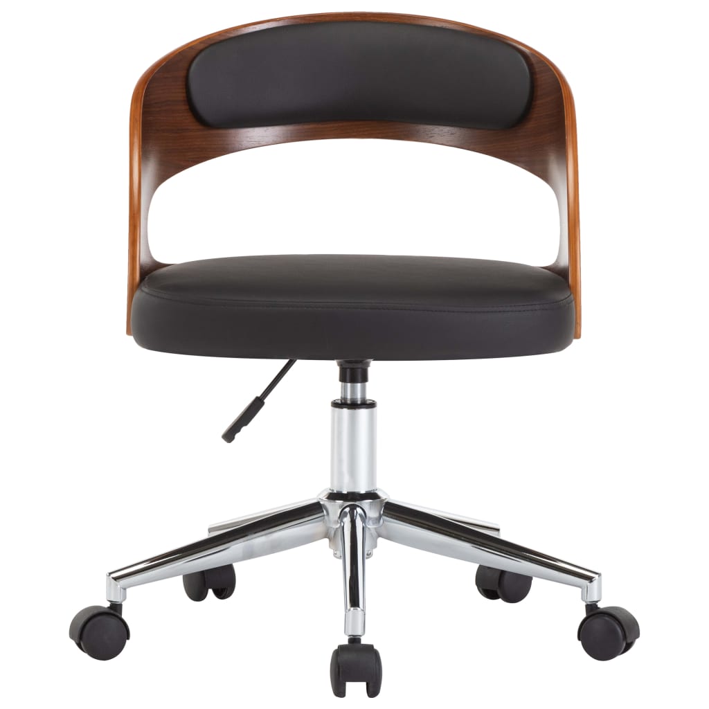 Chaise pivotante de bureau Noir Bois courbé et similicuir