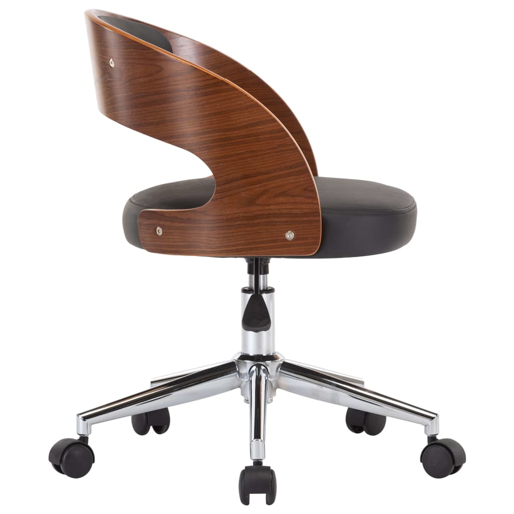 Chaise pivotante de bureau Noir Bois courbé et similicuir