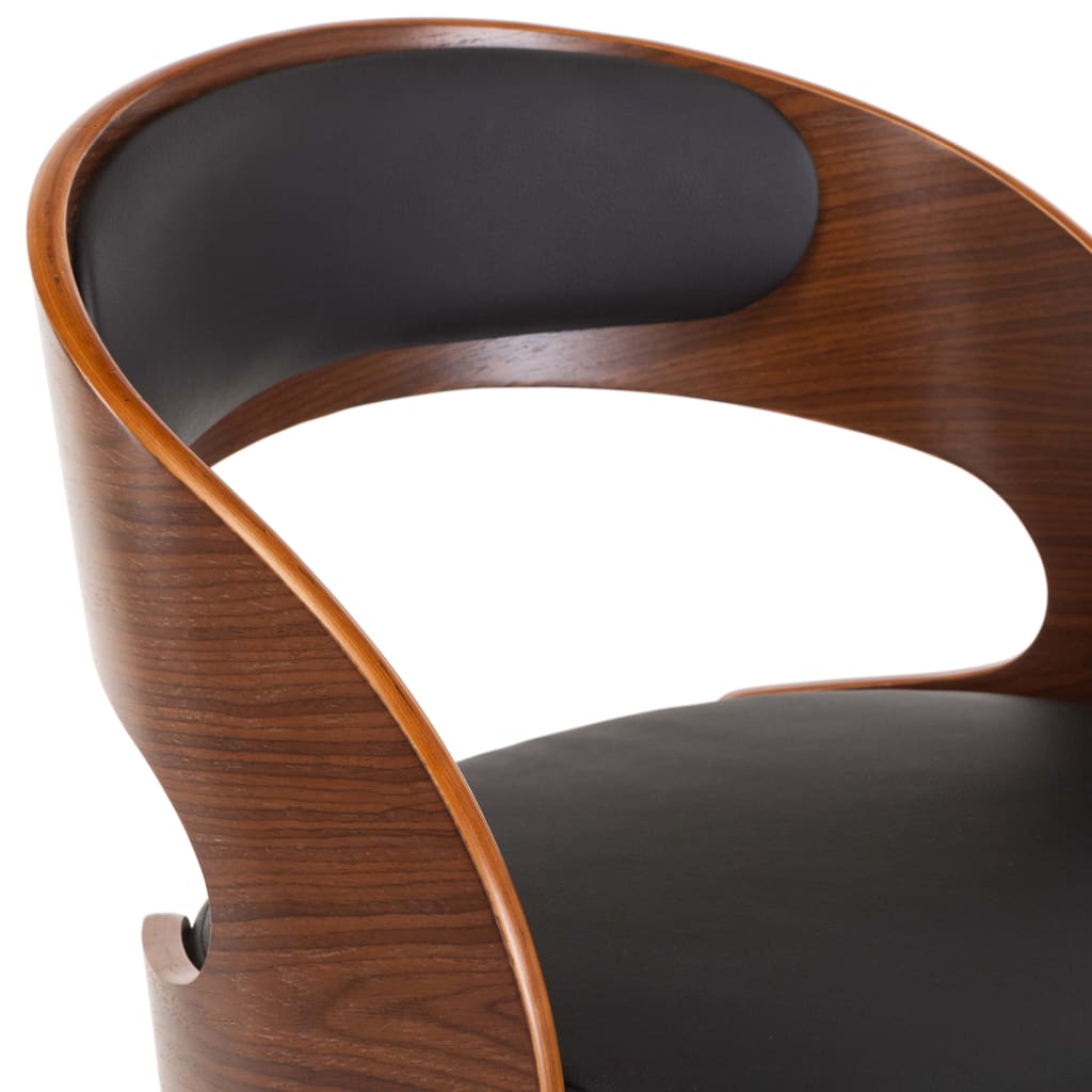 Chaise pivotante de bureau Noir Bois courbé et similicuir
