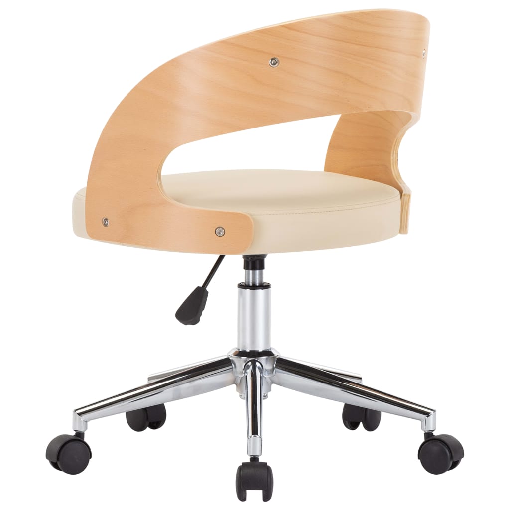 Chaise pivotante de bureau Crème Bois courbé et similicuir Chaises de bureau vidaXL