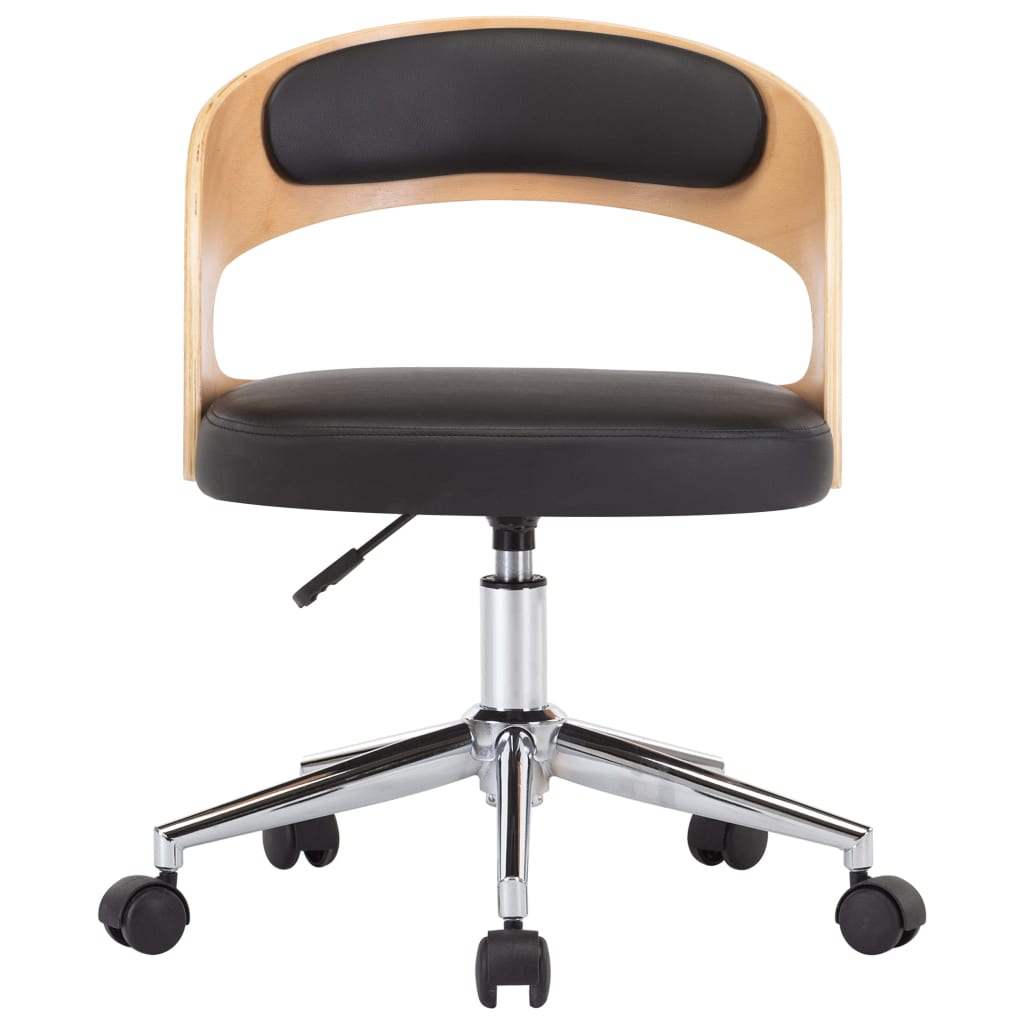 Chaise pivotante de bureau Noir Bois courbé et similicuir XIOS