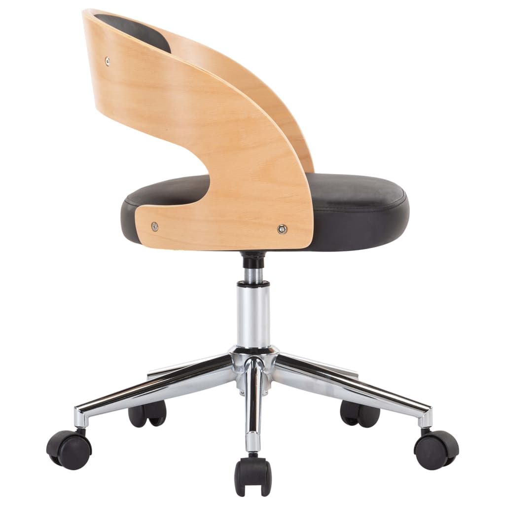 Chaise pivotante de bureau Noir Bois courbé et similicuir XIOS