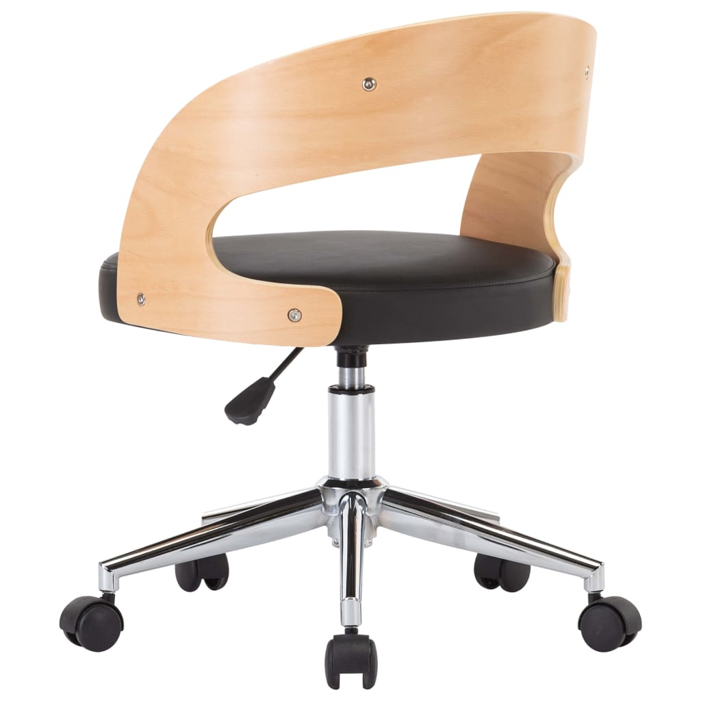 Chaise pivotante de bureau Noir Bois courbé et similicuir XIOS