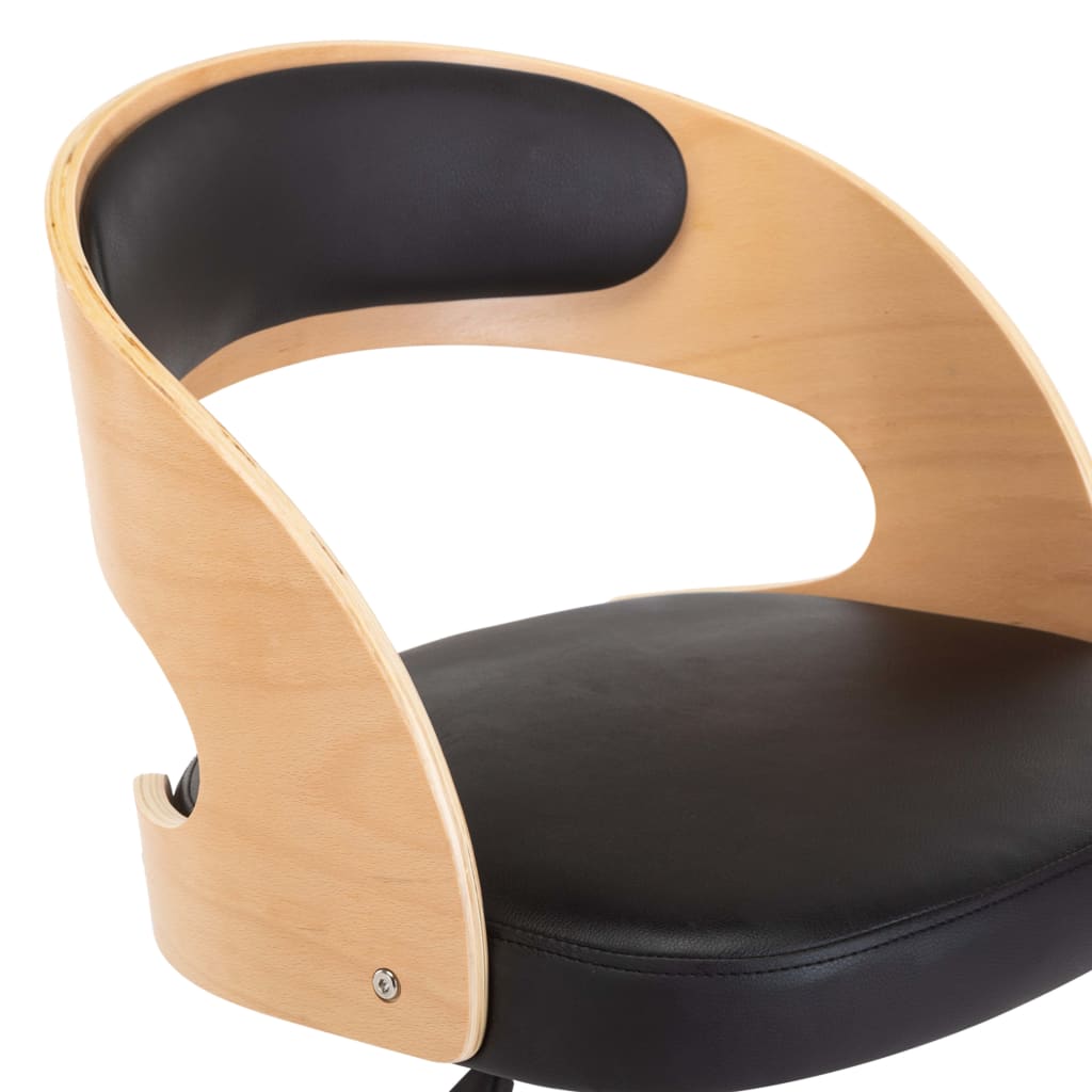 Chaise pivotante de bureau Noir Bois courbé et similicuir XIOS