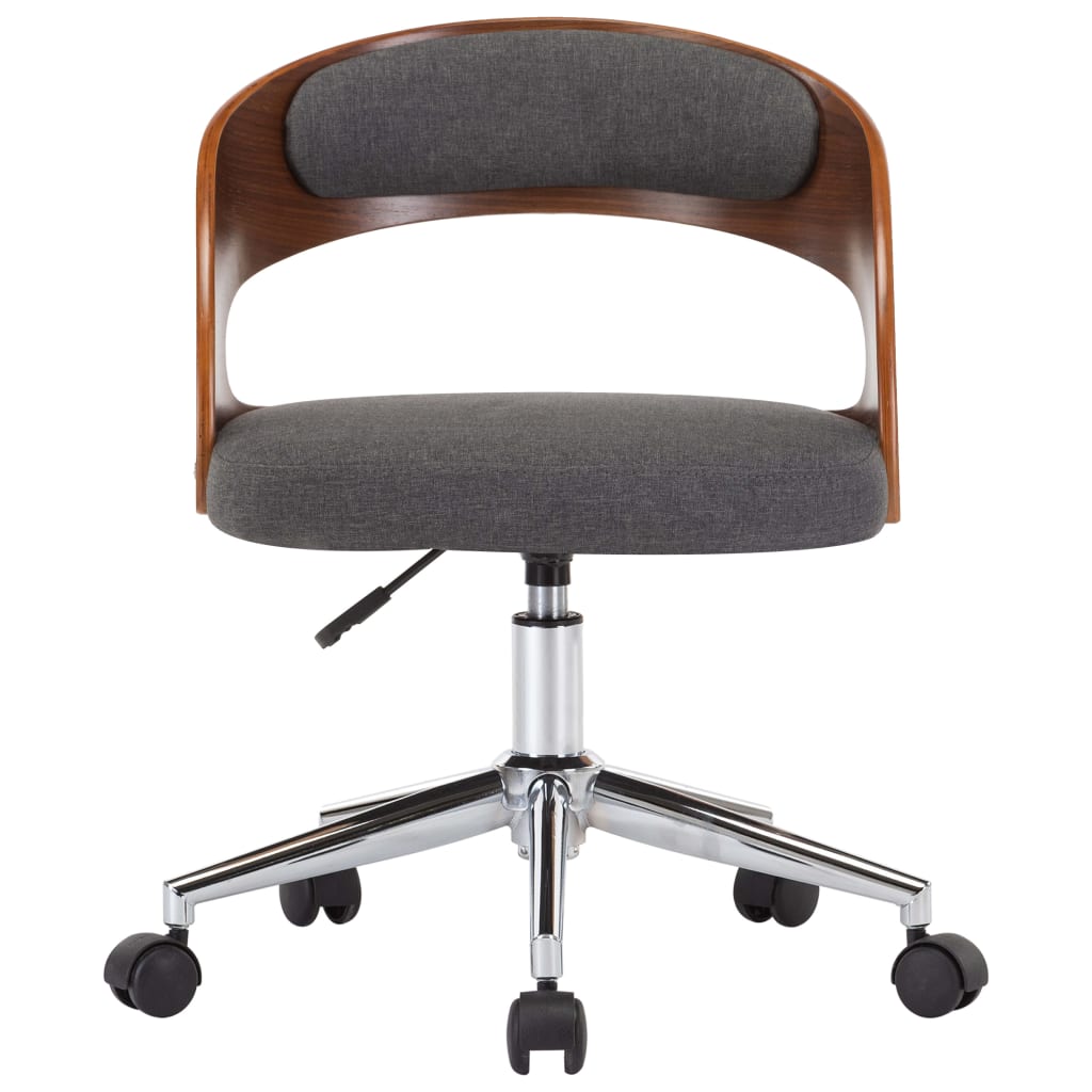 Chaise pivotante de bureau Gris Bois courbé et tissu