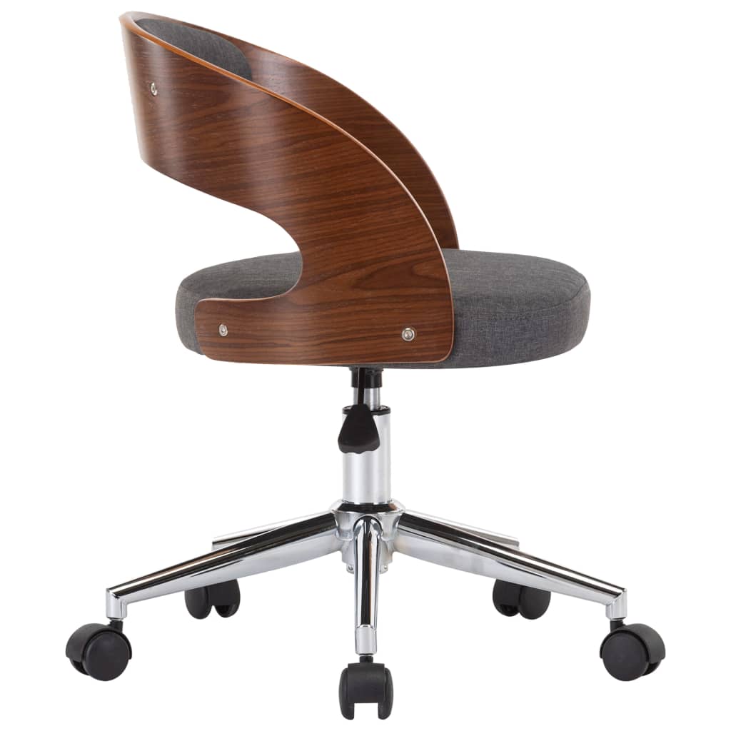 Chaise pivotante de bureau Gris Bois courbé et tissu