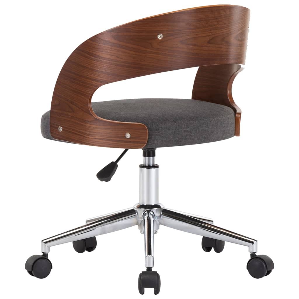 Chaise pivotante de bureau Gris Bois courbé et tissu