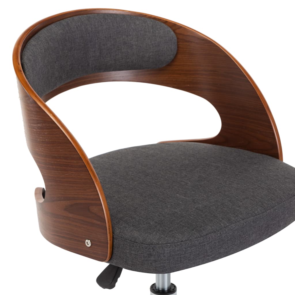 Chaise pivotante de bureau Gris Bois courbé et tissu