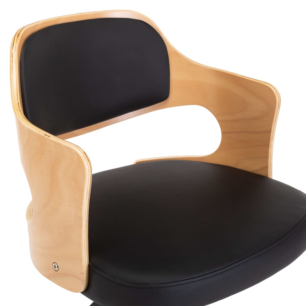 Chaise pivotante de bureau Noir Bois courbé et similicuir - XIOS