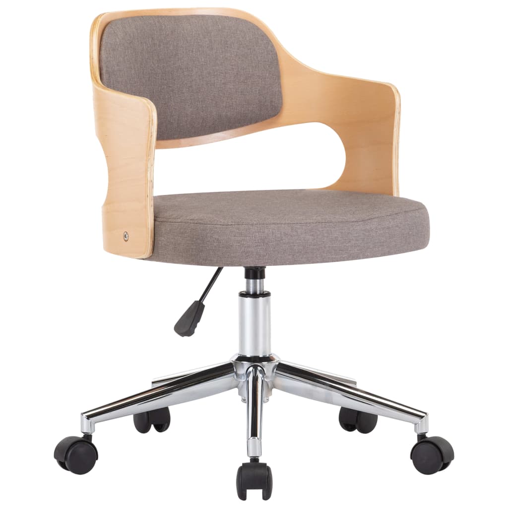 Chaise pivotante de bureau Taupe Bois courbé et tissu XIOS