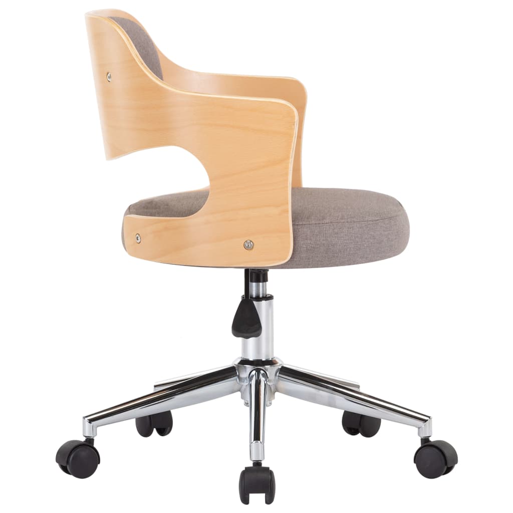 Chaise pivotante de bureau Taupe Bois courbé et tissu XIOS