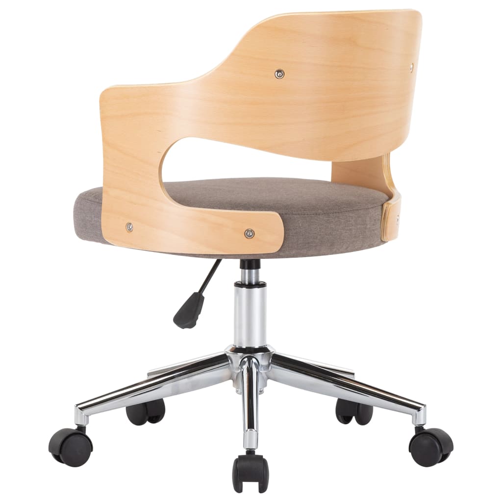 Chaise pivotante de bureau Taupe Bois courbé et tissu XIOS